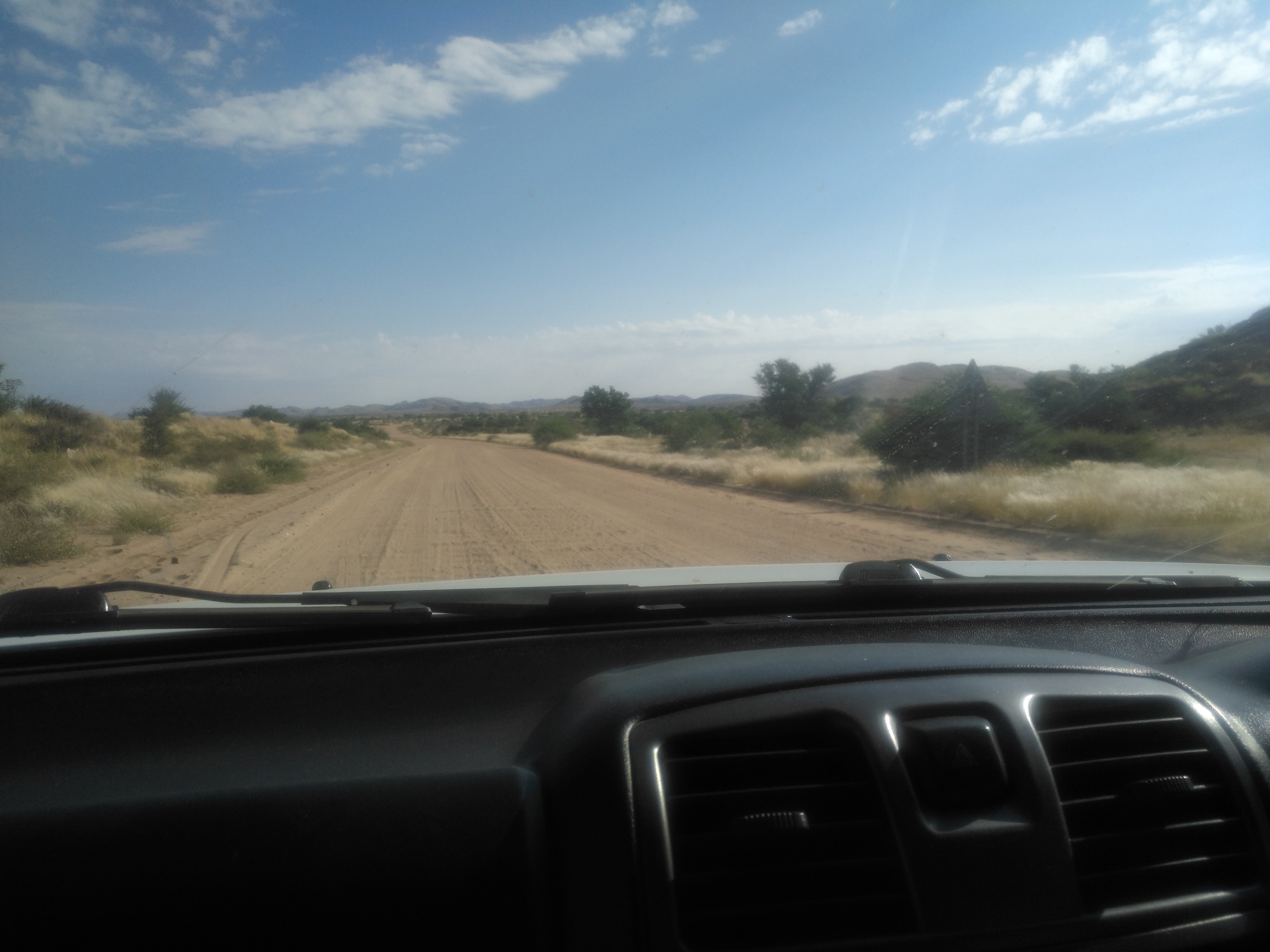 On the Open Gravel Road in Namibia